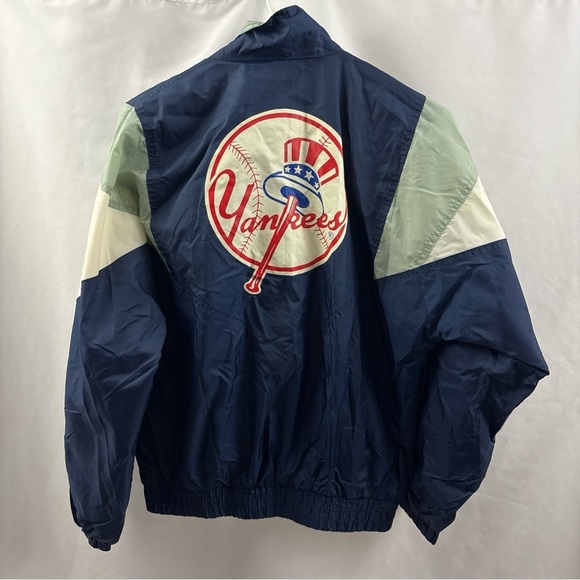 New York Yankees Blue White Starter Jacket Windbreaker Large YOUTH Boys Vintage - Picture 9 of 11